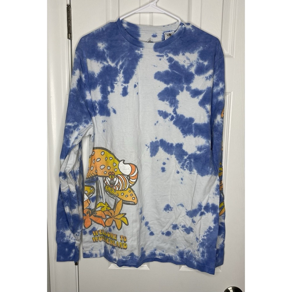 Disney Parks‎ Welcome To Wonderland Tie Dye Long Sleeve Shirt Blue White Small